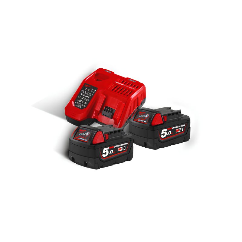 Kit Milwaukee M18™ NRG-502C 18 V con 2 baterías 5,0 Ah y cargador rápido - Ref. 4933471980