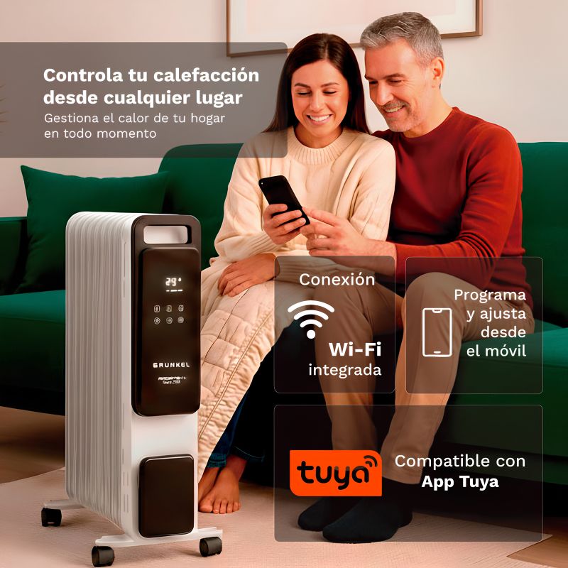 Radiador de Aceite Digital Grunkel RD-2500PRO 2500 W WiFi, App y Programador 24 h