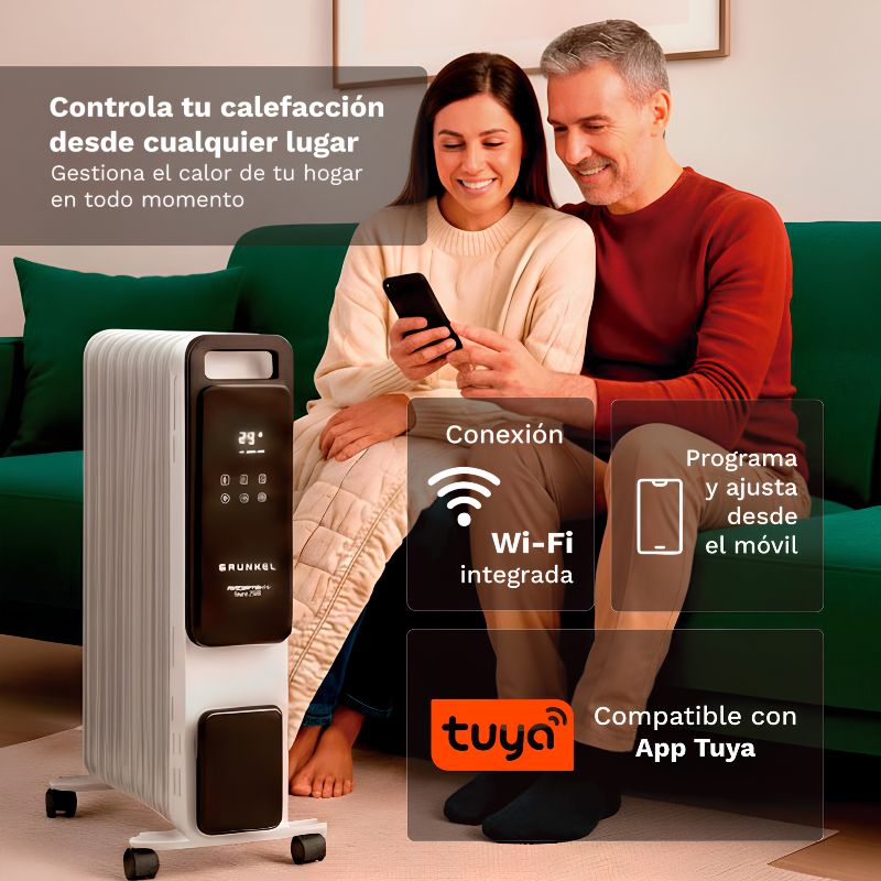 Radiador de Aceite Digital GRUNKEL RD-2000PRO 2000 W WiFi, App y Temporizador 24 h