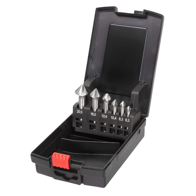 Juego de 6 Avellanadores Milwaukee HSS-Co Cobalto 90° DIN 335C 6,3-20,5 mm - Ref. 4932493575