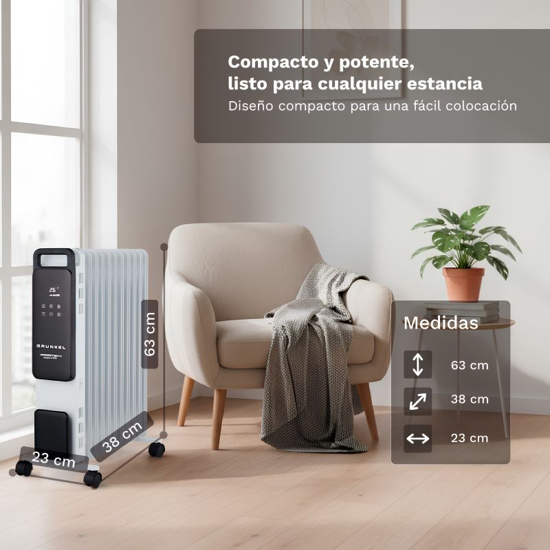 Radiador de Aceite Digital GRUNKEL RD-2000PRO 2000 W WiFi, App y Temporizador 24 h