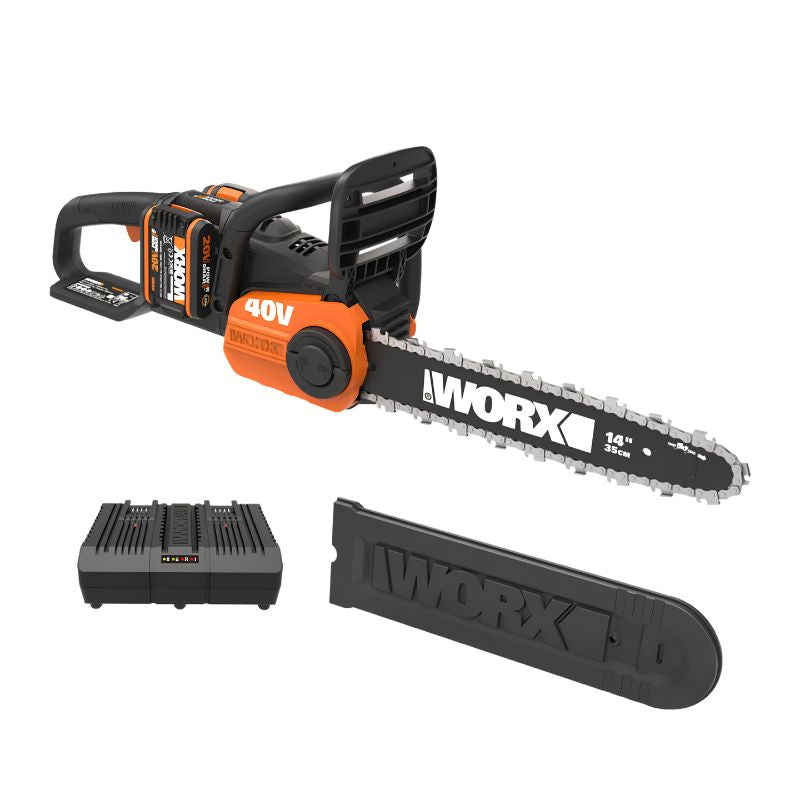 Motosierra a batería WORX WG384E 40 V 35 cm Brushless con 2 baterías y cargador