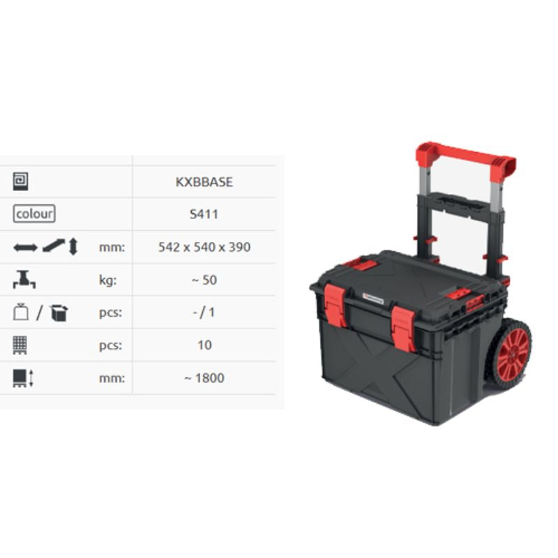 Caja de herramienta modular con ruedas 542x540x390 Negro X Block base KISTENBERG