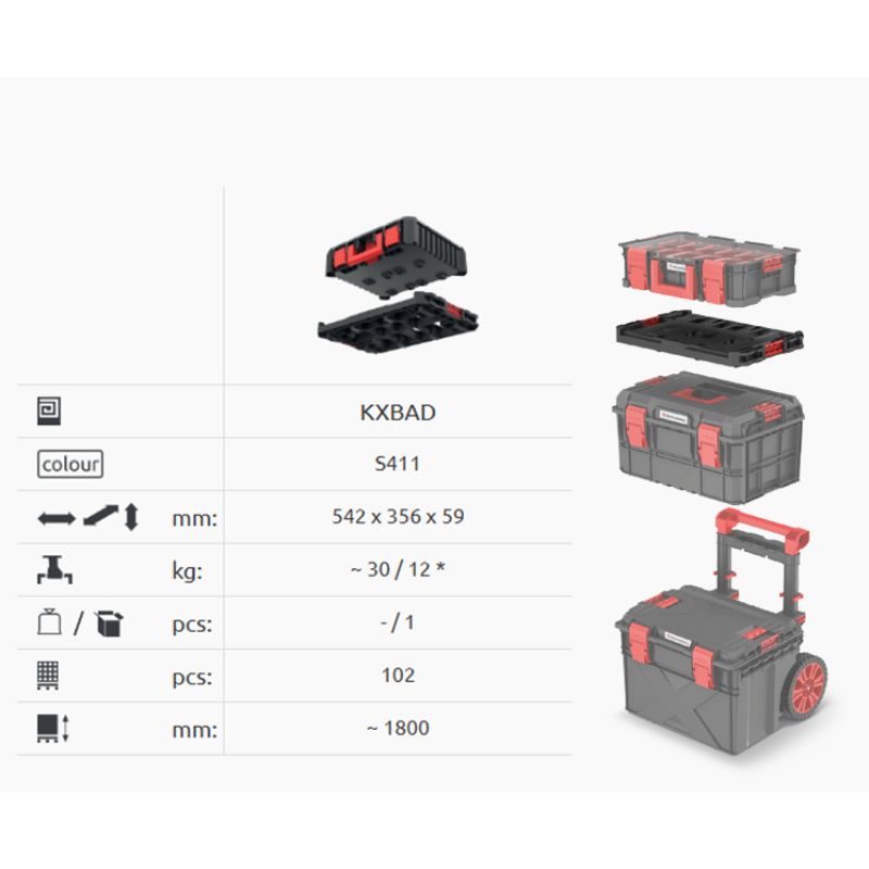 Adaptador 542x356x61 caja Negro X Block base KISTENBERG