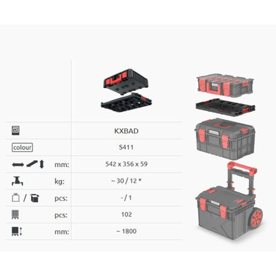 Adaptador 542x356x61 caja Negro X Block base KISTENBERG